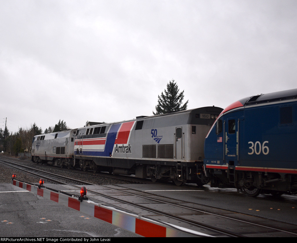 A side rear view of the 160 in the Pepsi colors 